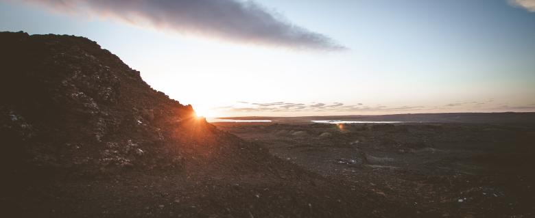 Free stock image of Sun Setting Behind Lava Rocks in Iceland created by Bjorgvin