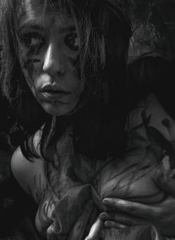 Free Stock Photo of Painted Girl Portrait - Black and White