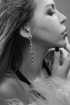 Free Stock Photo of Beautiful Woman Profile in Black and White