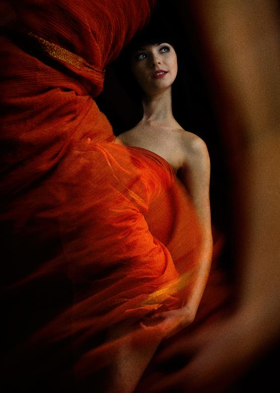 Free stock image of Girl Behind Red Fabric created by Alexander Krivitskiy