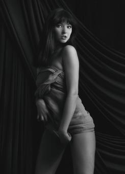 Free Stock Photo of Brunette Beauty - Monochrome