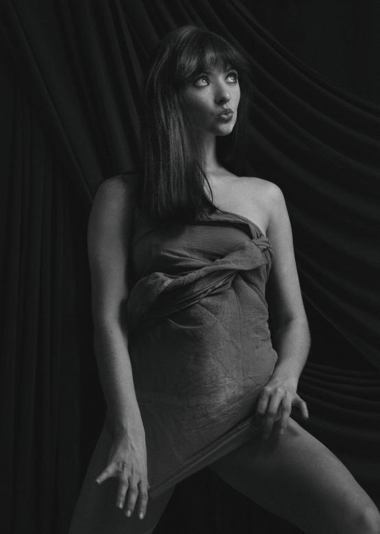 Free stock image of Beautiful Dark Haired Female Model - Black and White created by Alexander Krivitskiy