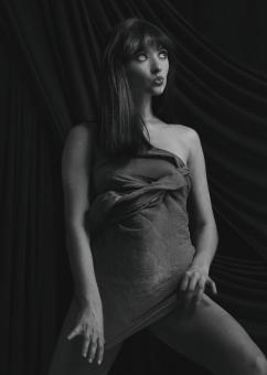 Free Stock Photo of Beautiful Dark Haired Female Model - Black and White