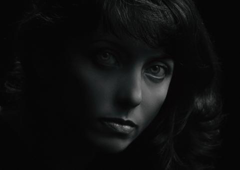 Free Stock Photo of Dark Female Portrait - Monochrome
