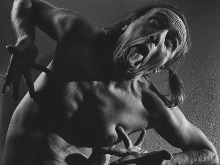Free Stock Photo of Man Making Faces - Black and White