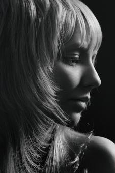 Free Stock Photo of Blond Woman Portrait - Black and White