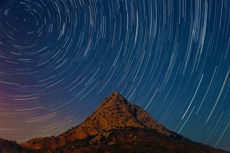 Free stock image of Star Trails over Mountain created by Sahin Sezer Dincer