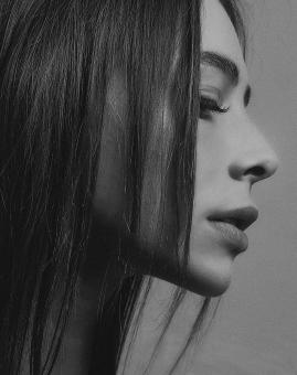 Free Stock Photo of Brunette Profile - Black and White Portrait