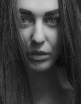 Free Stock Photo of Dark Girl Portrait - Black and White