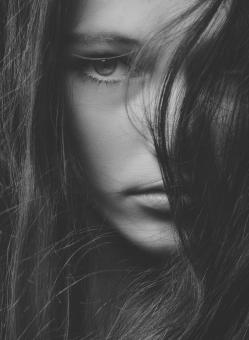 Free Stock Photo of Beautiful Portrait - Black and White Female