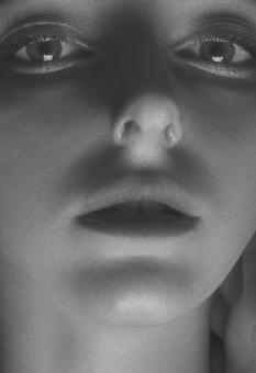 Free Stock Photo of Female Face - Closeup - Monochrome