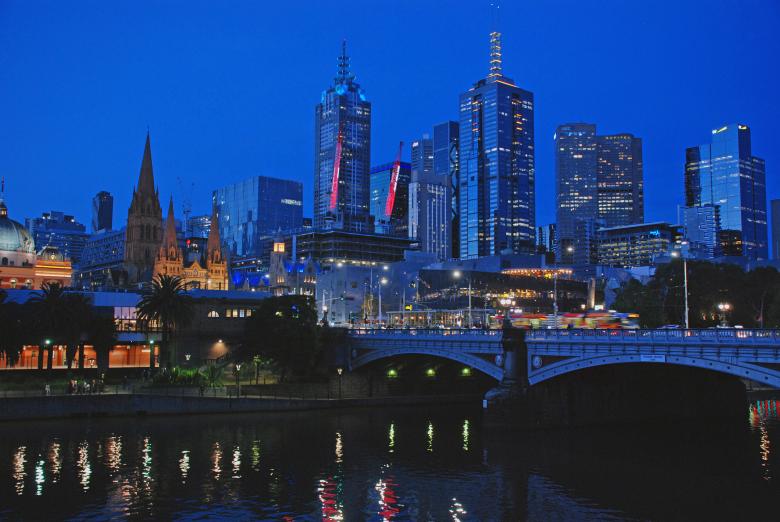 Free stock image of Melbourne Skyline at Night created by Paul Macallan