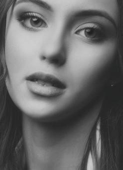 Free Stock Photo of Caucasian Girl Portrait in Black and White