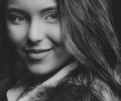Free Stock Photo of Beautiful Young Girl Portrait - Monochrome
