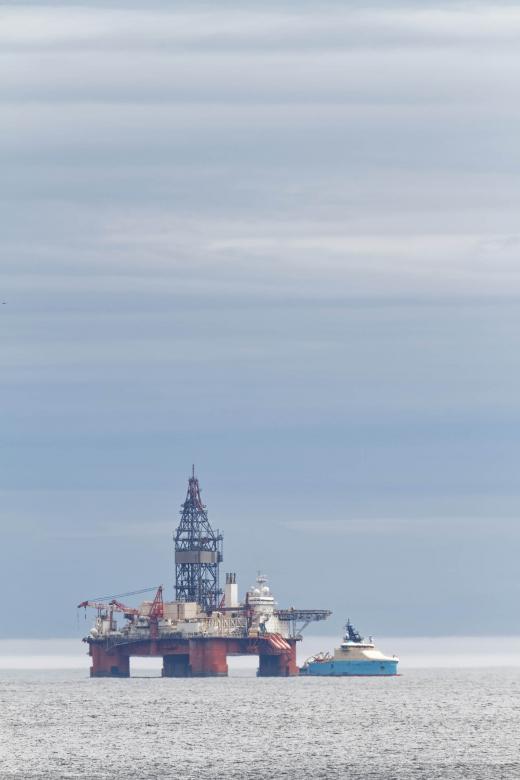 Free stock image of Supply ship and offshore oil rig created by Geoffrey Whiteway