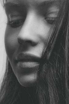 Free Stock Photo of Female Close Up Portrait - Black and White