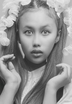Free Stock Photo of Asian Girl Portrait - Black and White