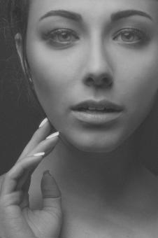 Free Stock Photo of Petite Girl Portrait - Black and White