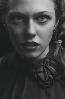 Free Stock Photo of Woman Portrait - Brunette - Monochrome