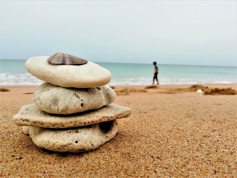Free stock image of Beach Rocks and Person in Brighton created by Infinity Focus