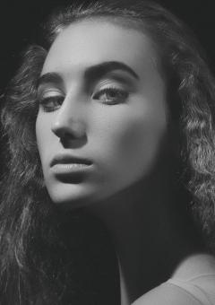 Free Stock Photo of Young Beautiful Female Portrait - Monochrome