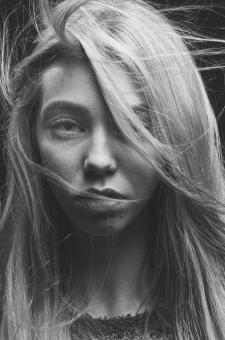 Free Stock Photo of Blond Beauty - Monochrome Portrait