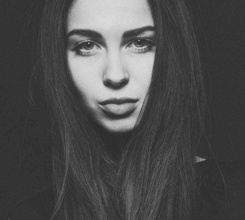 Free stock image of Brunette on Dark Background - Monochrome created by Alexander Krivitskiy
