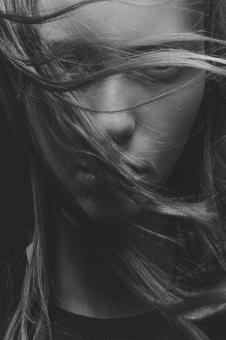 Free Stock Photo of Dark Girl Portrait - Monochrome