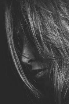 Free Stock Photo of Dark Hair - Girl Portrait - Monochrome