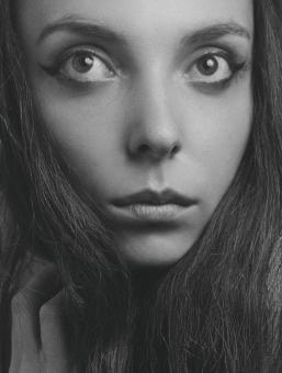 Free Stock Photo of Serious Female Model - Black and White Portrait