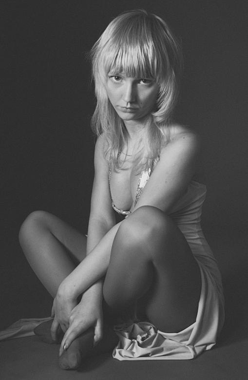 Free stock image of Sad Girl - Black and White created by Alexander Krivitskiy