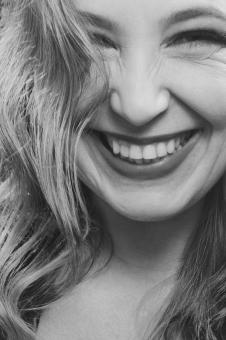 Free Stock Photo of Smiling Girl - Black and White Portrait