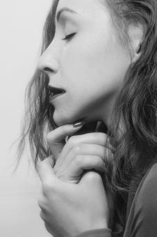 Free Stock Photo of Young Woman Profile - Black and White