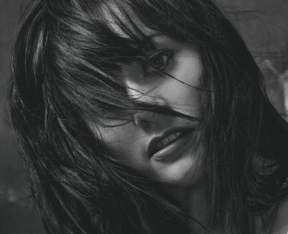 Free Stock Photo of Brunette Portrait - Black and White