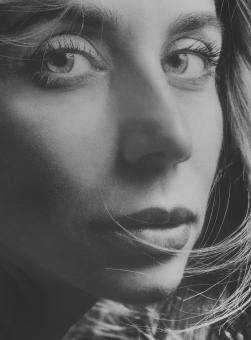 Free Stock Photo of Woman Portrait Up Close - Black and White