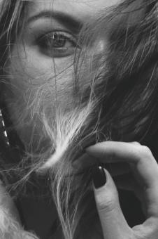 Free Stock Photo of Hiding Behind Hair - Woman Portrait
