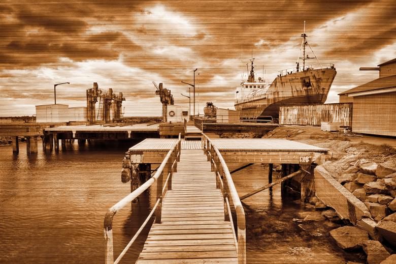Free stock image of Sepia Shipyard Lines - Akranes created by Nicolas Raymond