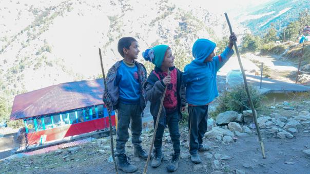 Three Cute Smiling Children - Uttarakhand