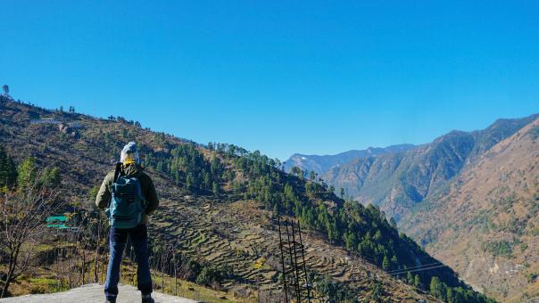 Trekker at the Mountain Peak