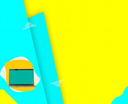 Yellow and Blue Background with Laptop - Free Stock Photo
