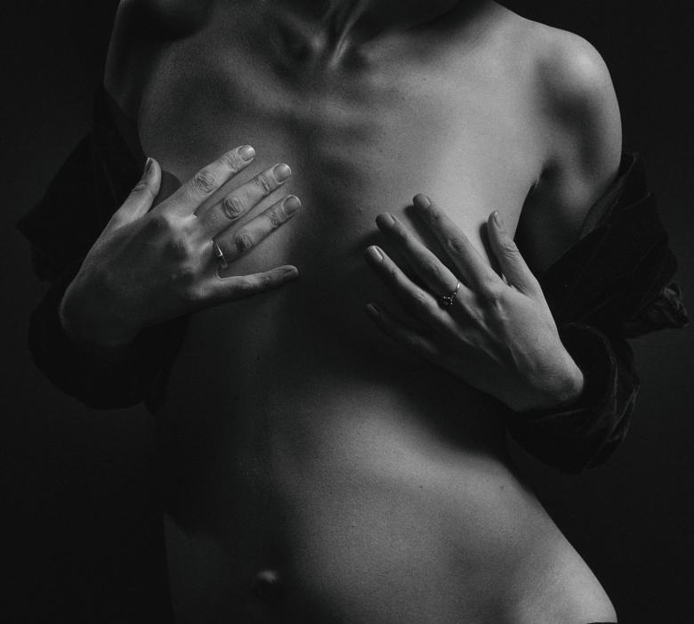 Free stock image of Model Covering Bosom - Monochrome created by Alexander Krivitskiy