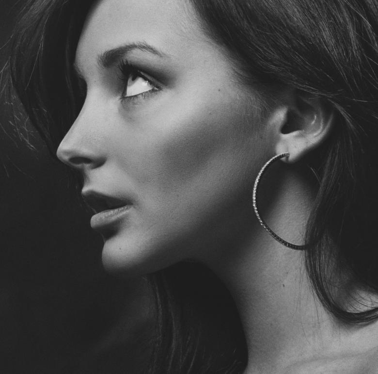 Free stock image of Beautiful Brunette Profile - Black and White created by Alexander Krivitskiy