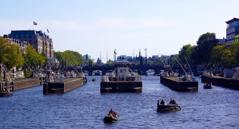 Free stock image of The Amstel Canal in Amsterdam created by Hans Zeilstra