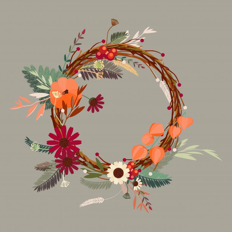 Free stock image of Autumn wreath design template created by Julia Cherkinskaya