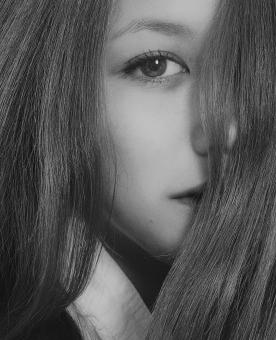 Free Stock Photo of Young Girl Half Portrait - Black and White