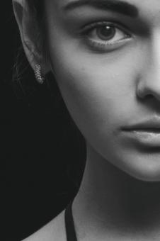 Free Stock Photo of Young Girl Half Face in Monochrome