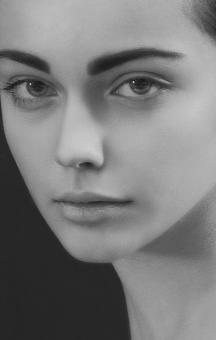 Free Stock Photo of Young Female Portrait - Black and White