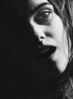 Free Stock Photo of Girl Monochrome Dark Portrait