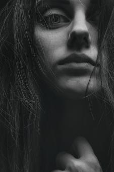 Free Stock Photo of Girl Dark Portrait in Monochrome