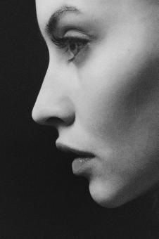 Free Stock Photo of Female Face - Monochrome Profile